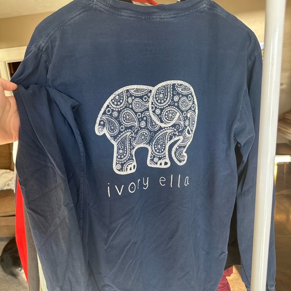Navy Ivory Ella Long Sleeve Tee Small - Picture 1 of 4